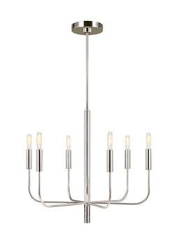 BRIANNA 6 LIGHT SMALL CHANDELIER, Polished Nickel, large