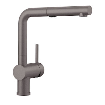 BLANCO LINUS LOW-ARC PULL-OUT DUAL SPRAY KITCHEN FAUCET, METALLIC GRAY, large