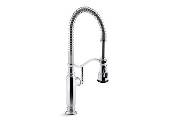 TOURNANT SEMI-PROFESSIONAL KITCHEN SINK FAUCET WITH THREE-FUNCTION SPRAYHEAD, Polished Chrome, large