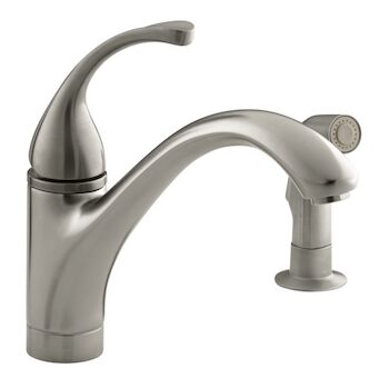 FORTÉ® 2-HOLE KITCHEN SINK FAUCET WITH 9-1/16-INCH SPOUT AND MATCHING FINISH SIDESPRAY, Vibrant Brushed Nickel, large