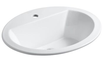 BRYANT® OVAL DROP IN BATHROOM SINK WITH SINGLE FAUCET HOLE, White, large