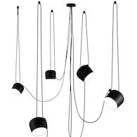 AIM LED PENDANT LIGHT (SET OF 5 WITH MULTICANOPY) BY RONAN AND ERWAN BOUROULLEC, Black, medium