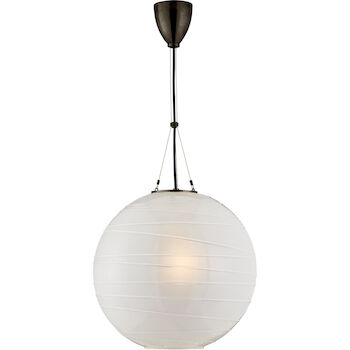 ALEXA HAMPTON HAILEY 1-LIGHT 18-INCH PENDANT LIGHT WITH FROSTED GLASS SHADE, Gun Metal, large
