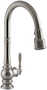 ARTIFACTS PULL-DOWN KITCHEN SINK FAUCET WITH THREE-FUNCTION SPRAYHEAD, Vibrant Stainless, small