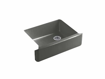 WHITEHAVEN® SELF-TRIMMING® 29-11/16 X 21-9/16 X 9-5/8 INCHES UNDER-MOUNT SINGLE-BOWL KITCHEN SINK WITH TALL APRON, Thunder Grey, large