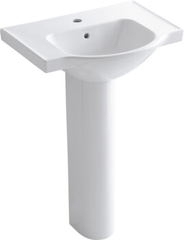 VEER™ 24-INCH PEDESTAL BATHROOM SINK WITH SINGLE FAUCET HOLE, White, large
