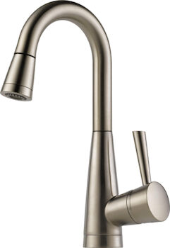 BRIZO SINGLE HANDLE PULL-DOWN BAR/PREP FAUCET WITH SOFTTOUCH, Stainless Steel, large