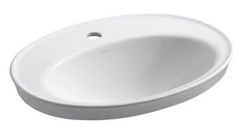 SERIF® DROP IN BATHROOM SINK WITH SINGLE FAUCET HOLE, White, large