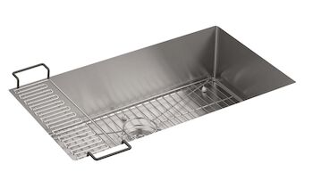 STRIVE® 32 X 18-5/16 X 9-5/16 INCHES UNDER-MOUNT SINGLE BOWL KITCHEN SINK WITH ACCESSORIES, Stainless Steel, large