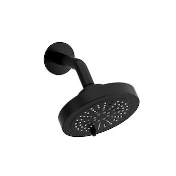 6" 6-Function Showerhead With Arm, Black, large