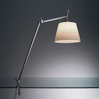 TOLOMEO MEGA TABLE LAMP WITH 12-INCH DIFFUSER AND TABLE CLAMP, Aluminum/Parchment, medium