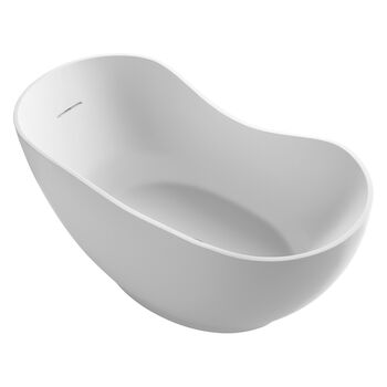 ABRAZO® 66 X 32 INCHES FREESTANDING BATHTUB WITH CENTER TOE-TAP DRAIN, Honed White, large