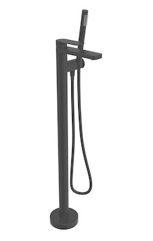 PETITE B04 FLOOR-MOUNTED TUB FILLER WITH HAND SHOWER, Black, large