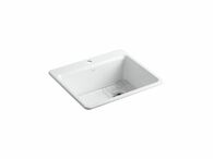 RIVERBY® 25 X 22 X 9-5/8 INCHES TOP-MOUNT SINGLE-BOWL KITCHEN SINK WITH SINK RACK, White, medium