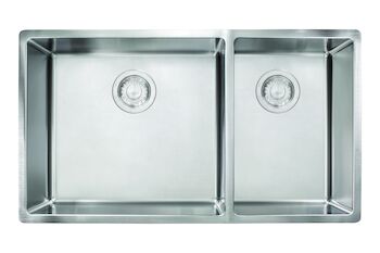FRANKE CUBE 18 GAUGE STAINLESS STEEL UNDERMOUNT DOUBLE BOWL KITCHEN SINK, Stainless Steel, large
