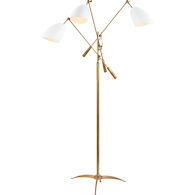 AERIN SOMMERARD 3-LIGHT 60-INCH FLOOR LAMP, White and Brass, medium