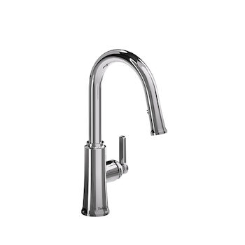 TRATTORIA KITCHEN FAUCET WITH 2-JET BOOMERANG HAND SPRAY SYSTEM, Chrome, large