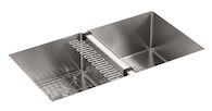 STRIVE® 32 X 18-5/16 X 9-5/16 INCHES UNDER-MOUNT DOUBLE-EQUAL KITCHEN SINK WITH ACCESSORIES, Stainless Steel, medium