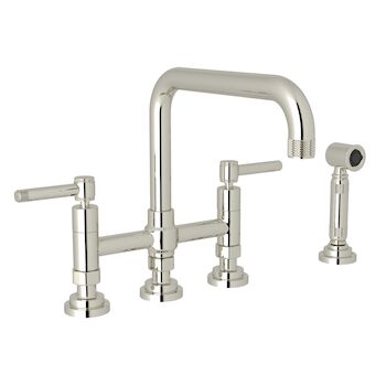 CAMPO™ BRIDGE KITCHEN FAUCET WITH SIDE SPRAY (LEVER HANDLE), Polished Nickel, large