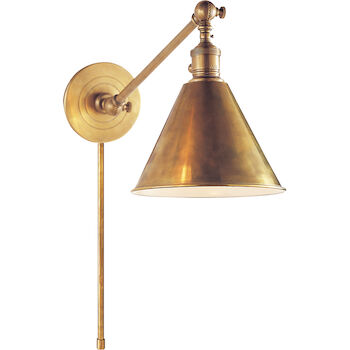 E. F. CHAPMAN BOSTON 18-INCH SINGLE ARM LIBRARY LIGHT, Hand-Rubbed Antique Brass, large