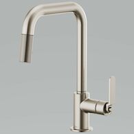 LITZE PULL DOWN FAUCET WITH SQUARE SPOUT AND INDUSTRIAL HANDLE, Stainless Steel, medium