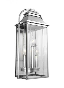 WELLSWORTH 3-LIGHT 18-INCH OUTDOOR WALL LANTERN, Painted Brushed Steel, large