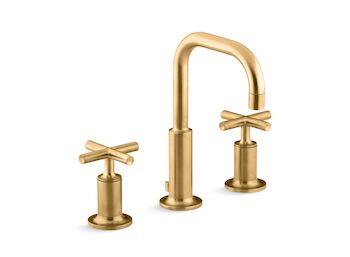 PURIST WIDESPREAD BATHROOM SINK FAUCET WITH CROSS HANDLES, 1.2 GPM, Vibrant Brushed Moderne Brass, large