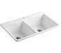 DEERFIELD® 33 X 22 X 9-5/8 INCHES DOUBLE-EQUAL KITCHEN SINK, White, small