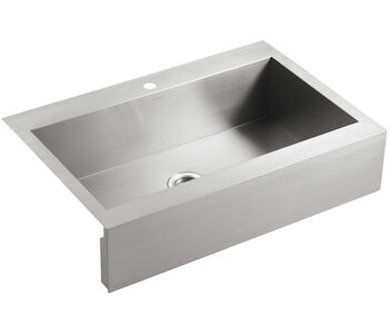 VAULT™ 35-3/4 X 24-5/16 X 9-5/16 INCHES SELF-TRIMMING® TOP-MOUNT SINGLE-BOWL STAINLESS STEEL APRON-FRONT KITCHEN SINK FOR 36 CABINET, Stainless Steel, large