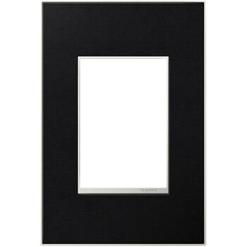 ADORNE 1-GANG+ REAL MATERIAL WALL PLATE, Black Leather, large