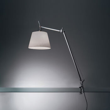 TOLOMEO MEGA LED TABLE LAMP WITH 17-INCH DIFFUSER AND TABLE CLAMP, Aluminum/Fiber, large