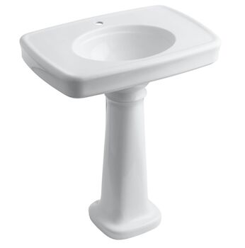 BANCROFT® 30-INCH PEDESTAL BATHROOM SINK WITH SINGLE FAUCET HOLE, White, large