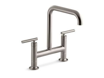 PURIST TWO-HOLE BRIDGE KITCHEN SINK FAUCET, Vibrant Stainless, large
