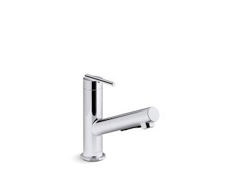 CRUE PULL-OUT KITCHEN SINK FAUCET WITH THREE-FUNCTION SPRAYHEAD, Polished Chrome, large