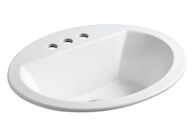 BRYANT® OVAL DROP IN BATHROOM SINK WITH 4-INCH CENTERSET FAUCET HOLES, White, medium