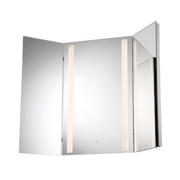 44X32-INCH RECTANGULAR TRI-FOLD BACK-LIT MIRROR WITH 3000K LED LIGHT AND TOUCH SENSOR SWITCH, 34000, Silver, large