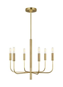 BRIANNA 6 LIGHT SMALL CHANDELIER, Burnished Brass, large