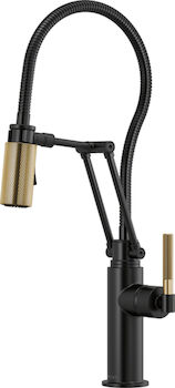 LITZE ARTICULATING FAUCET WITH FINISHED HOSE, Matte Black/Luxe Gold, large
