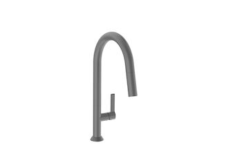 ARTE H16 HIGH SINGLE HOLE KITCHEN FAUCET WITH PULL DOWN SPRAY, Titanium, large