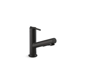 CRUE PULL-OUT KITCHEN SINK FAUCET WITH THREE-FUNCTION SPRAYHEAD, Matte Black, large