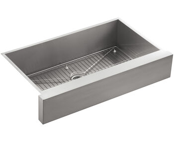 VAULT™ 35-1/2 X 21-1/4 X 9-5/16 INCHES UNDER-MOUNT SINGLE-BOWL KITCHEN SINK, STAINLESS STEEL WITH SHORT APRON FOR 36 CABINET, Stainless Steel, large