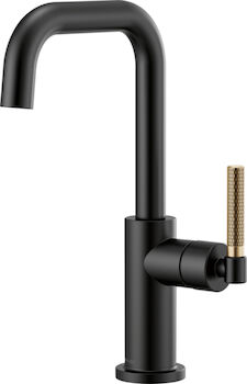 LITZE BAR FAUCET WITH SQUARE SPOUT AND KNURLED HANDLE, Matte Black/Luxe Gold, large