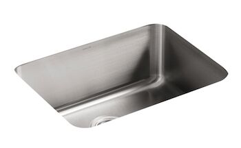 UNDERTONE® 23 X 17-1/2 X 9-1/2 INCHES MEDIUM SQUARED UNDER-MOUNT SINGLE-BOWL KITCHEN SINK, Stainless Steel, large