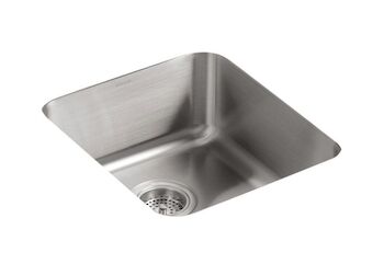 UNDERTONE® 15-3/4 X 17-1/2 X 7-5/8 INCHES MEDIUM SQUARED UNDER-MOUNT SINGLE-BOWL BAR SINK, Stainless Steel, large