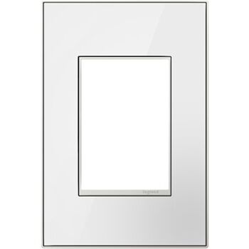 ADORNE 1-GANG+ REAL MATERIAL WALL PLATE, Mirror White, White-on-White, large
