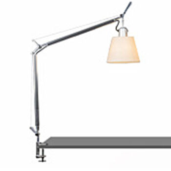 TOLOMEO TABLE LAMP WITH SHADE AND CLAMP, Aluminum/Parchment, large