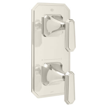 BELSHIRE TWO-HANDLE THERMOSTATIC VALVE TRIM WITH LEVER HANDLES, Platinum Nickel, large