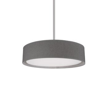 DALTON 16-INCH ROUND LED PENDANT LIGHT WITH COLOURED HAND TAILORED TEXTURED FABRIC SHADE, Grey, large