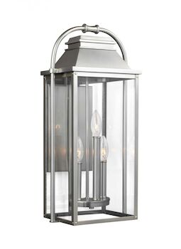 WELLSWORTH 3-LIGHT 22-INCH OUTDOOR WALL LANTERN, Painted Brushed Steel, large