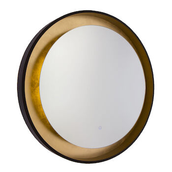 REFLECTIONS 31-INCH 3000K LED ROUND MIRROR, Oil Rubbed Bronze and Gold Leaf, large